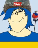 2soyjaks blood bloodshot_eyes blue_hair closed_mouth clothes combat_helmet crying flag:russia flag:ukraine glasses helmet looking_at_you looking_up open_mouth russia russo_ukrainian_war severed_head smile stubble subvariant:terryjak subvariant:wholesome_soyjak trident tryzub ukraine variant:bernd variant:gapejak white_skin z_(russian_symbol) zigger // 431x549 // 92.8KB