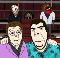 3d_background bloodshot_eyes brown_eyes brown_hair chain crying friendship grand_theft_auto:_vice_city hair jewish_nose ken_rosenberg lance_vance meta:tagme miami nigger no_more_brother_wars rope round_glasses smile sonny_forelli stubble tommy_vercetti tongue tyrone variant:bernd variant:cobson variant:feraljak vice_city video_game // 1920x1880 // 2.3MB