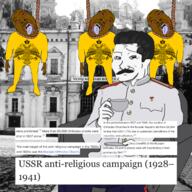 1920s 1928 1930s 1937 1941 3soyjaks ack animal bird brown_skin christianity eagle eastern_orthodox hair mustache noose open_mouth orthodoxy rope soviet_union soyjak stalinism stubble teeth text variant:bernd wikipedia // 1280x1280 // 1.6MB