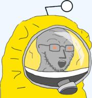 antenna glasses grey hazmat_suit npc open_mouth orange_eyes reddit soyjak stubble subvariant:npc_soyak variant:soyak // 657x700 // 277.6KB