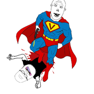 ack ack! blood cape flying gun gunshot one_tooth superhero superman tongue_out two_soyjaks variant:syndromejak variant:vlodson vlodman // 1024x1024 // 384.4KB