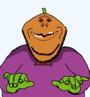 front_facing green_hands green_skin hand looney_tunes no_ears pumpkin pumpkinhead red_eyes soyjak subvariant:impish_amerimutt variant:impish_soyak_ears // 1906x2048 // 73.3KB