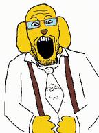 2soyjaks animated clothes dog ext=gif glasses hand janny laughing looking_at_you stubble subvariant:wholesome_soyjak suit_and_tie variant:gapejak variant:markiplier_soyjak // 240x320 // 70.3KB