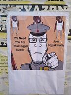 ack advertisement awards clothes dark_skin greek_text hat irl_background nigger niggers operation_reality pointing pointing_at_viewer posted_it_again_award soyjak_party subvariant:neutralplier text total_nigger_death uniform variant:bernd variant:markiplier_soyjak white_skin // 720x960 // 147.3KB