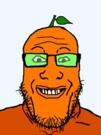 froot glasses leaf orange_skin smile soyjak stubble variant:markiplier_soyjak // 600x800 // 17.6KB