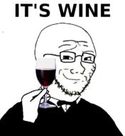 alcohol bowtie clothes glass glasses hand holding_object its_over red_wine rich smile smirk smug soyjak stubble text tuxedo variant:soyak wine // 673x733 // 104.9KB