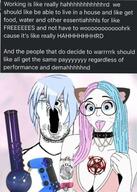 antiwork beer blue_hair bong cat_ear choker communism crying egirl facial_mark female game_controller glasses hair pentagram pink_hair playstation satanism self_harm tongue variant:reaction_soyjak whisker_marks white_claw // 1075x1505 // 198.6KB