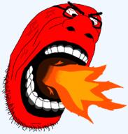 anger_mark angry bloodshot_eyes fire glasses open_mouth red_skin soyjak stubble variant:unknown vein // 1085x1140 // 67.6KB