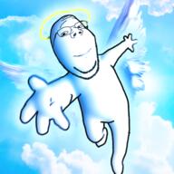 angel calm cloud glasses halo heaven hotdiggedydemon meta:op_is_a_retarded_lazy_faggot_for_not_tagging_his_own_shit shiny sky smile soyjak stubble subvariant:wholesome_soyjak variant:gapejak wing // 2048x2048 // 2.7MB