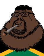 afro bald black_skin fat glasses half_open_eyes jamaica marijuana neckbeard open_eyes red_eyes smoking transparent_background variant:neckbeardjak // 473x602 // 39.1KB