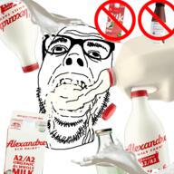 drinking glasses milk soy soy_milk soyjak soylent soylent_bottle stubble variant:dubbbzjak // 500x500 // 93.9KB