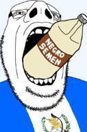 bant_(4chan) bottle country cum flag glasses guatemala negro_semen open_mouth soyjak stubble subvariant:cobson_up text variant:cobson // 702x1063 // 89.1KB