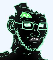 artist:crimsonvoidhydra1488 black_skin broken concerned ear eyes glasses green_eyes green_stubble multiple_eyes open_mouth soyjak stubble subvariant:soyak_(concerned) variant:soyak // 680x768 // 42.9KB