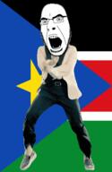 angry animated country dance flag flag:south_sudan full_body gangnam_style glasses irl open_mouth south_sudan soyjak star stubble variant:cobson // 300x460 // 496.5KB