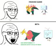 2soyjaks beta closed_mouth glasses greentext ice open_mouth pokemon stubble variant:soyak video_game // 680x562 // 177.7KB
