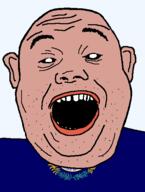 amerimutt black_sclera clothes ear flag flag:kentucky hair kentucky open_mouth red_shirt soyjak state stubble teeth text transparent_background united_states variant:alicia // 418x555 // 22.5KB