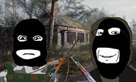 balaclava bandit camouflage cheeki_breeki clothes firearm glasses gun mask monolith rifle soldier stalker stalker_2_shadow_of_chernobyl subvariant:neutralplier subvariant:wholesome_soyjak variant:gapejak variant:markiplier_soyjak vest video_game // 1200x720 // 212.0KB