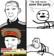 cereal cereal_guy closed_mouth clothes collar_tabs comic communism ear glass hair hammer_and_sickle hand hat kgb kuz necktie neutral news smile smirk soyjak soyjak_party spit star text track_suit uniform variant:kuzjak // 483x496 // 148.1KB