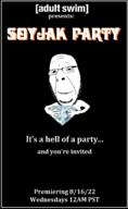 adult_swim arm gem glasses hand holding_object poster smile soyjak soyjak_party stubble text variant:cobson // 924x1498 // 108.2KB