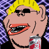 amerimutt animated brown_skin can clothes coca_cola coke drink ear glasses hair holding_object max_headroom mutt new_coke open_mouth soda soyjak stubble subvariant:impish_amerimutt suit sunglasses vaporwave variant:impish_soyak_ears yellow_hair // 494x629 // 6.5MB