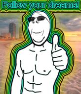 arm buff funky glasses hand irl_background motivational smile soyjak stubble subvariant:wholesome_soyjak sunglasses swolesome text thumbs_up variant:gapejak // 866x1015 // 1.2MB
