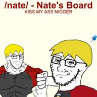 nate 2soyjaks blond buff closed_mouth glasses muscles muscular_male nate punch push_pin smirk smug soot_colors soyteen stubble text variant:soyak yellow_hair // 1024x1024 // 106.9KB