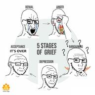 5_stages_of_grief 5soyjaks angry arrow blood bloodshot_eyes clenched_teeth closed_eyes closed_mouth cracked_teeth crying cycle ear glasses hand its_over looking_at_you merge nosebleed open_mouth question_mark red_eyes sad stubble subvariant:feralrage text thinking variant:feraljak variant:soyak yellow_teeth // 1170x1170 // 179.2KB