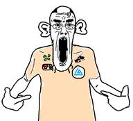 4chan arm bad_dragon boylover_symbol clothes coin ear furry glasses large_ear nintendo pedophile soyjak stretched_mouth the_gem_that_saved_the_sharty thick_eyebrows tshirt variant:chudjak variant:shirtjak video_game // 618x559 // 62.1KB