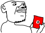 arm closed_mouth ear hand holding_object nazism soyjak stubble swastika variant:unknown // 3264x2448 // 313.6KB