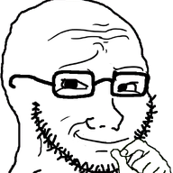 closed_mouth glasses hand smile smug soyjak stubble variant:soyak // 586x607 // 79.1KB