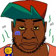 award blue_hair brown_skin closed_mouth discord fnf_pedo meta:op_took_a_selfie_of_xerself orange_shirt shitskin stinky variant:quanjak yellow_sclera // 640x640 // 30.9KB