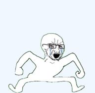 animated arm bloodshot_eyes crying dance full_body glasses hand leg monkey_dance oe_cake open_mouth soyjak stubble transparent transparent_background variant:soyak // 572x560 // 995.6KB