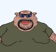amerimutt bald balding beard brown_skin closed_mouth clothes ear fat glasses goatee grey_hair hairy lips mutt old smile stubble subvariant:branigger sunglasses template transparent_background tshirt variant:brandon // 1674x1582 // 56.0KB