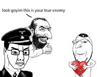 ack chud clothes comic hang hanging happy_merchant hat heart jewish_nose judaism kike kippah nazism open_mouth subvariant:wholesome_soyjak variant:bernd variant:chudjak variant:gapejak // 1057x836 // 240.0KB
