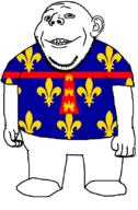 arm closed_mouth clothes flag flag:artois full_body grin hand holy_roman_empire looking_at_you smile soyjak stubble subvariant:gapealien variant:gapejak // 544x832 // 88.4KB