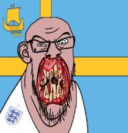 angry animal british distorted ear flag flag:skye flower glasses hair irl lion open_mouth plant rotten_teeth scotland ship skye soyjak stubble teeth united_kingdom variant:feraljak white_skin yellow_teeth you_were_one_i_ker // 1048x1081 // 310.4KB