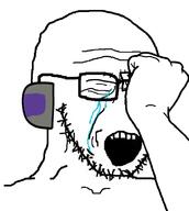 arm closed_eyes crying ear glasses hand meta:missing_variant no_nose open_mouth robot soyjak stubble twitch // 708x790 // 113.6KB