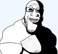 biting_lip buff evil glasses mge muscle_man muscles ominous rape shadow soyjak stubble template variant:markiplier_soyjak // 982x918 // 30.9KB