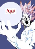 anime arm buff glasses hair hand mustache open_mouth qa_(4chan) soyjak stubble variant:a24_slowburn_soyjak // 828x1157 // 139.3KB