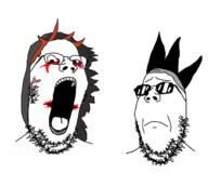 2soyjaks blood closed_mouth frown glasses hair lisa_(game) open_mouth soyjak sunglasses variant:gapejak video_game // 680x610 // 144.9KB