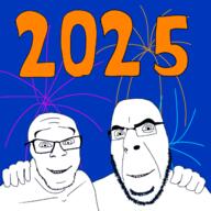 2025 2soyjaks bald fireworks glasses hand happy_new_year night smile soyjak stubble teeth text variant:cobson variant:feraljak // 1280x1280 // 532.9KB
