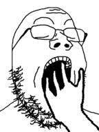 closed_eyes glasses hand open_mouth soyjak stubble variant:gapejak yawn yawning // 600x800 // 26.8KB