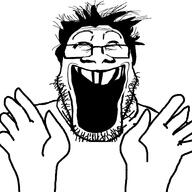 excited glasses hair happy looking_up open_mouth soyjak stubble variant:markiplier_soyjak // 1488x1488 // 304.2KB