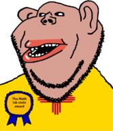 amerimutt award black_sclera breaking_bad brown_skin clothes ear flag flag:new_mexico lips meth_lab methamphetamine music mutt new_mexico open_mouth soyjak state stubble subvariant:impish_amerimutt text united_states variant:impish_soyak_ears // 685x793 // 29.7KB