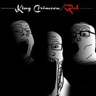 3soyjaks album_cover glasses king_crimson music open_mouth prog_rock red_(king_crimson_album) soyjak stubble teeth text variant:gapejak variant:markiplier_soyjak variant:tony_soprano_soyjak // 1000x1000 // 289.6KB