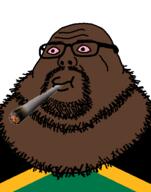 bald black_skin fat glasses jamaica marijuana neckbeard open_eyes red_eyes smoking transparent_background variant:neckbeardjak // 473x602 // 39.1KB
