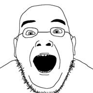 Sarah_Jane_Adventures doctor_who glasses mouth open slitheen soyjak stubble teeth variant:slitheenjak // 721x720 // 7.5KB