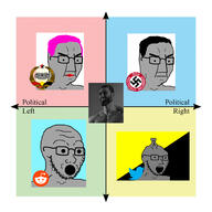 4soyjaks animal antenna beard bird brainlet building closed_mouth communism ear flag gigachad glasses grey_skin hair leftypol libertarian nas:gigachad nazism npc open_mouth pink_hair pol_(4chan) political_compass reddit smile snoo soyjak star stubble subvariant:npc_soyak swastika text tranny twitter variant:chudjak variant:soyak wing // 1969x1969 // 702.7KB