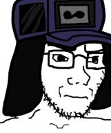 cap cassette_girl closed_mouth clothes concerned friday_night_funkin' glasses hair hat soyjak stubble subvariant:soyak_(irritated) variant:soyak video_game // 632x756 // 14.6KB