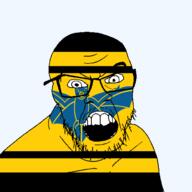 angry animal bat brecknockshire british flag flag:brecknockshire glasses hair looking_at_you mustache open_mouth soyjak stubble teeth united_kingdom variant:feraljak wales // 1500x1500 // 133.2KB